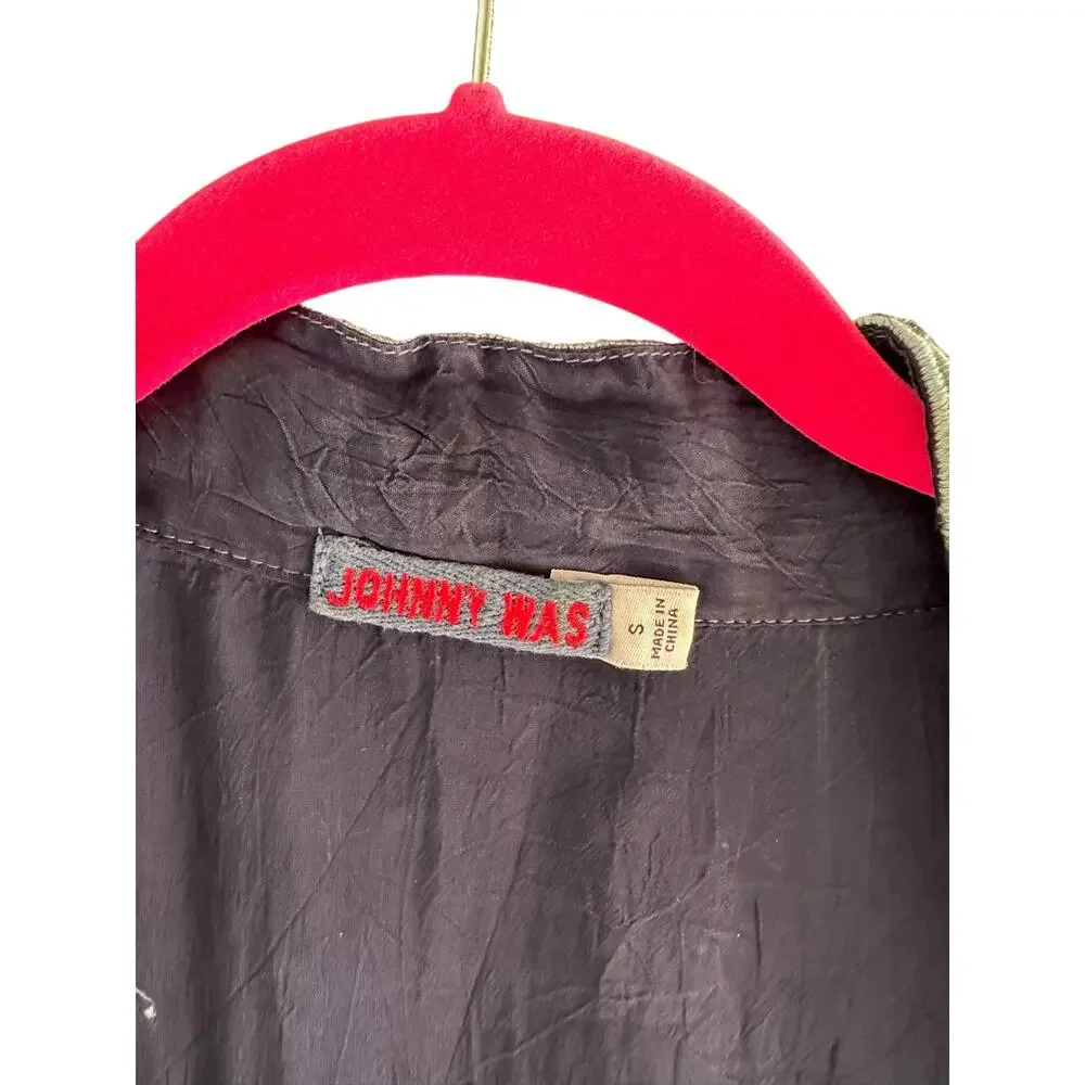 Johnny Was Long Kimono Jacket Summer Floral Embroidered Navy Blue Size Small - Picture 6 of 9